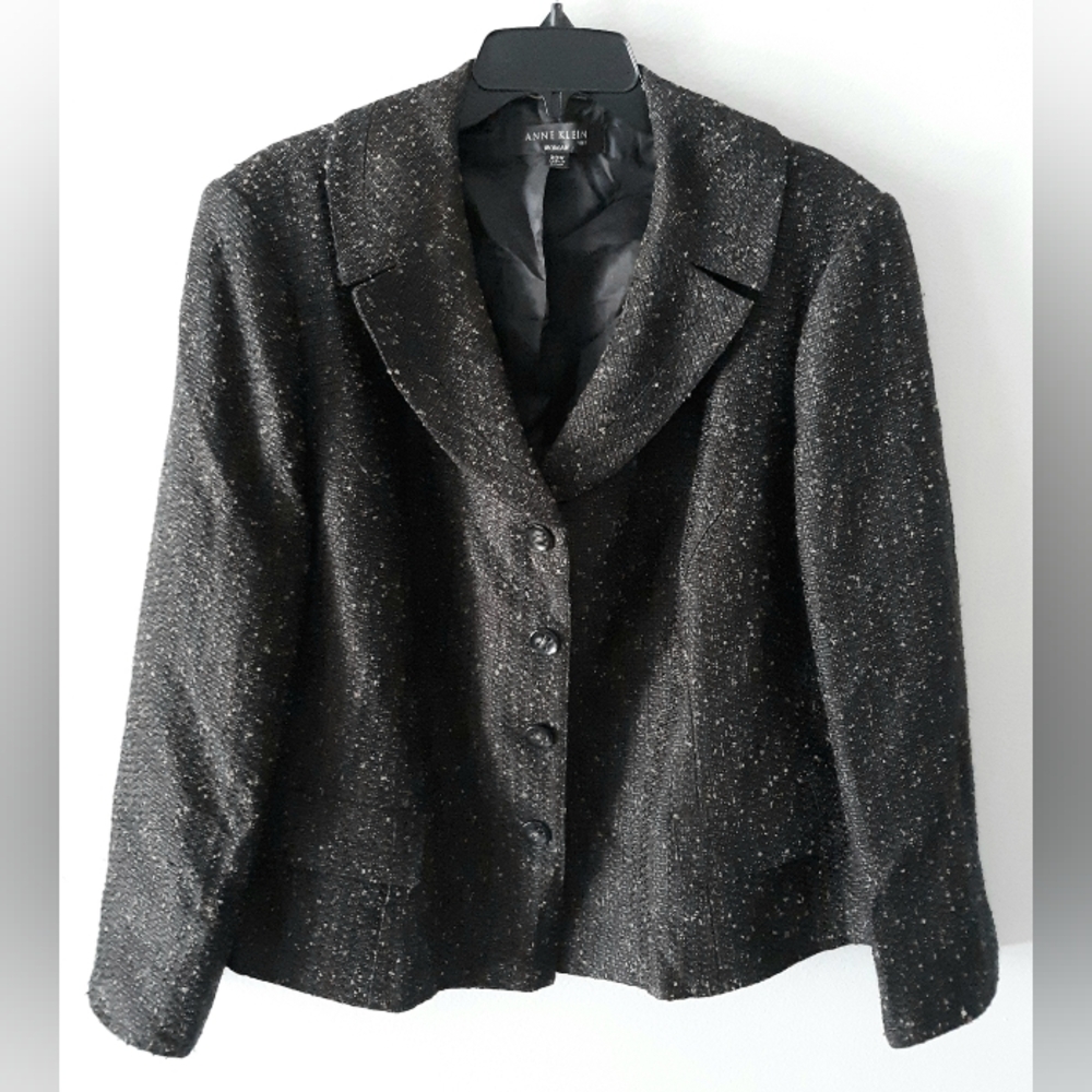 Anne Klein Tweed Wool Blazer 20W